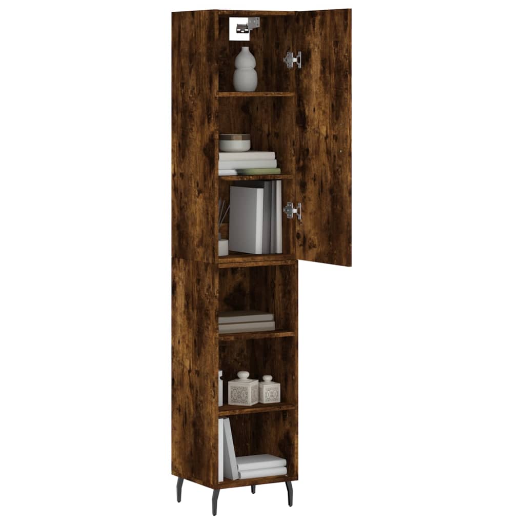 Buffet haut Chêne fumé 34,5x34x180 cm Bois d'ingénierie Buffets & bahuts vidaXL
