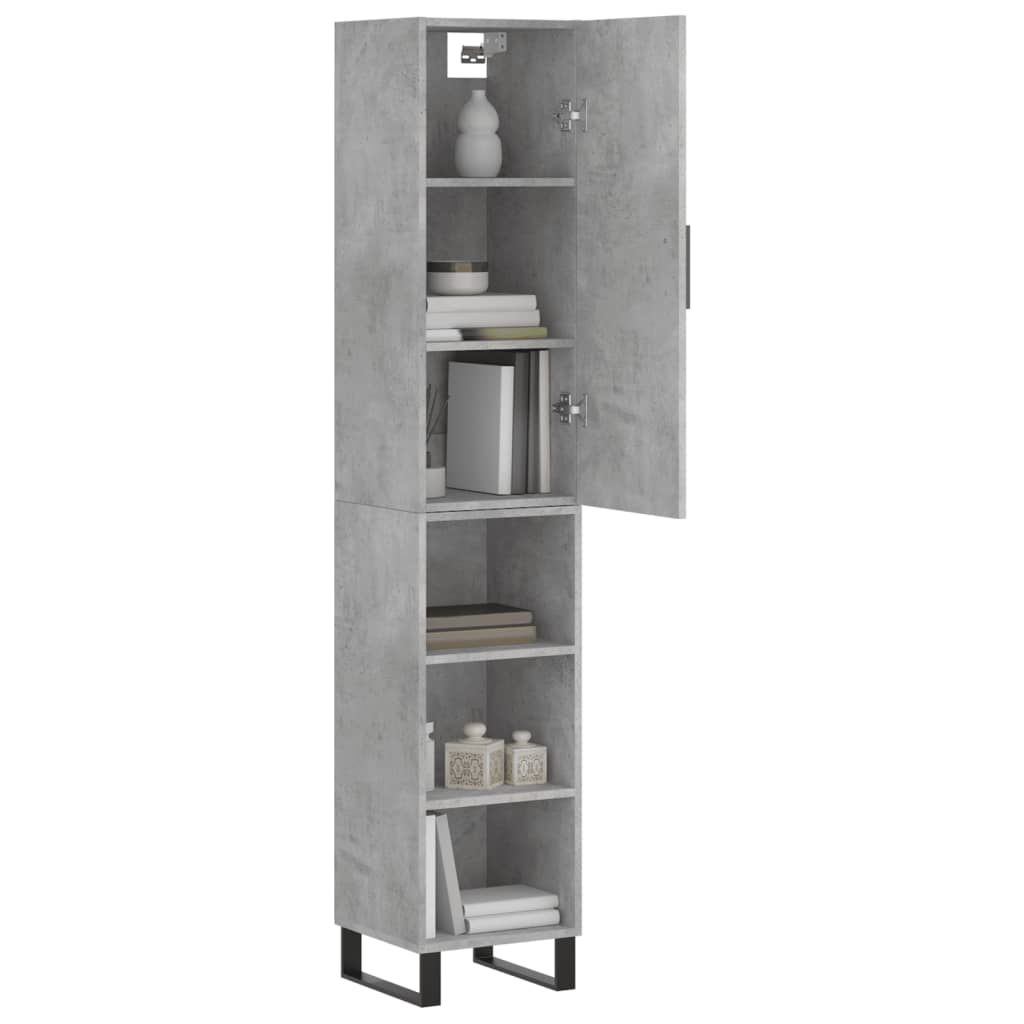 Buffet haut Gris béton 34,5x34x180 cm Bois d'ingénierie - XIOS
