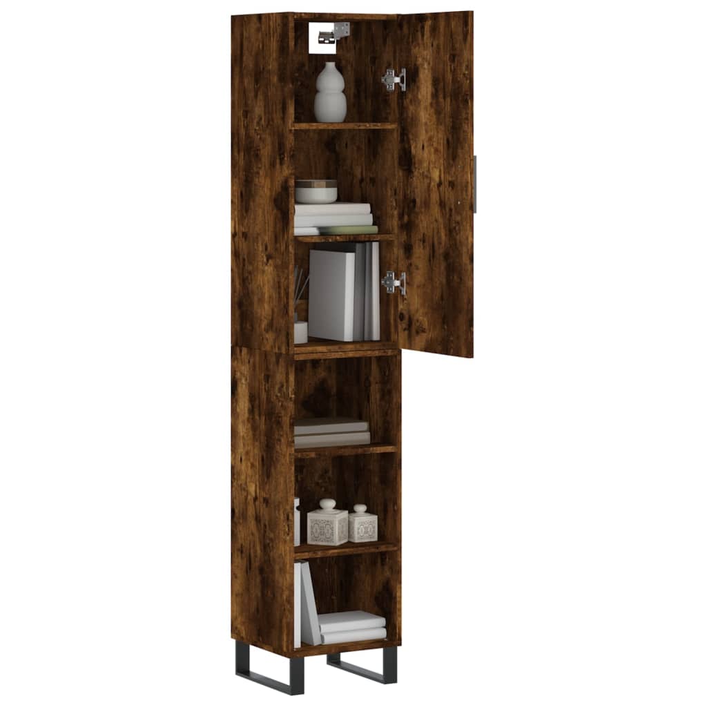 Buffet haut Chêne fumé 34,5x34x180 cm Bois d'ingénierie - XIOS