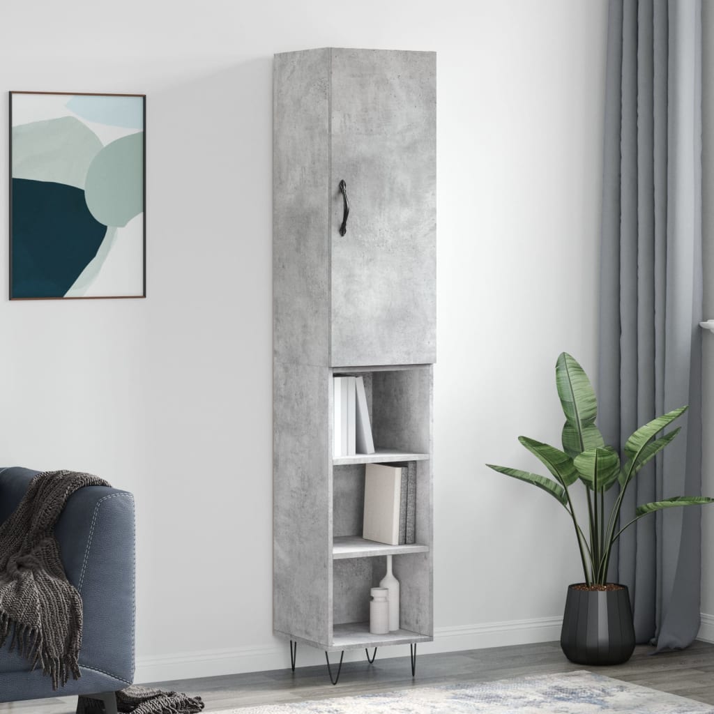 Buffet haut Gris béton 34,5x34x180 cm Bois d'ingénierie - XIOS