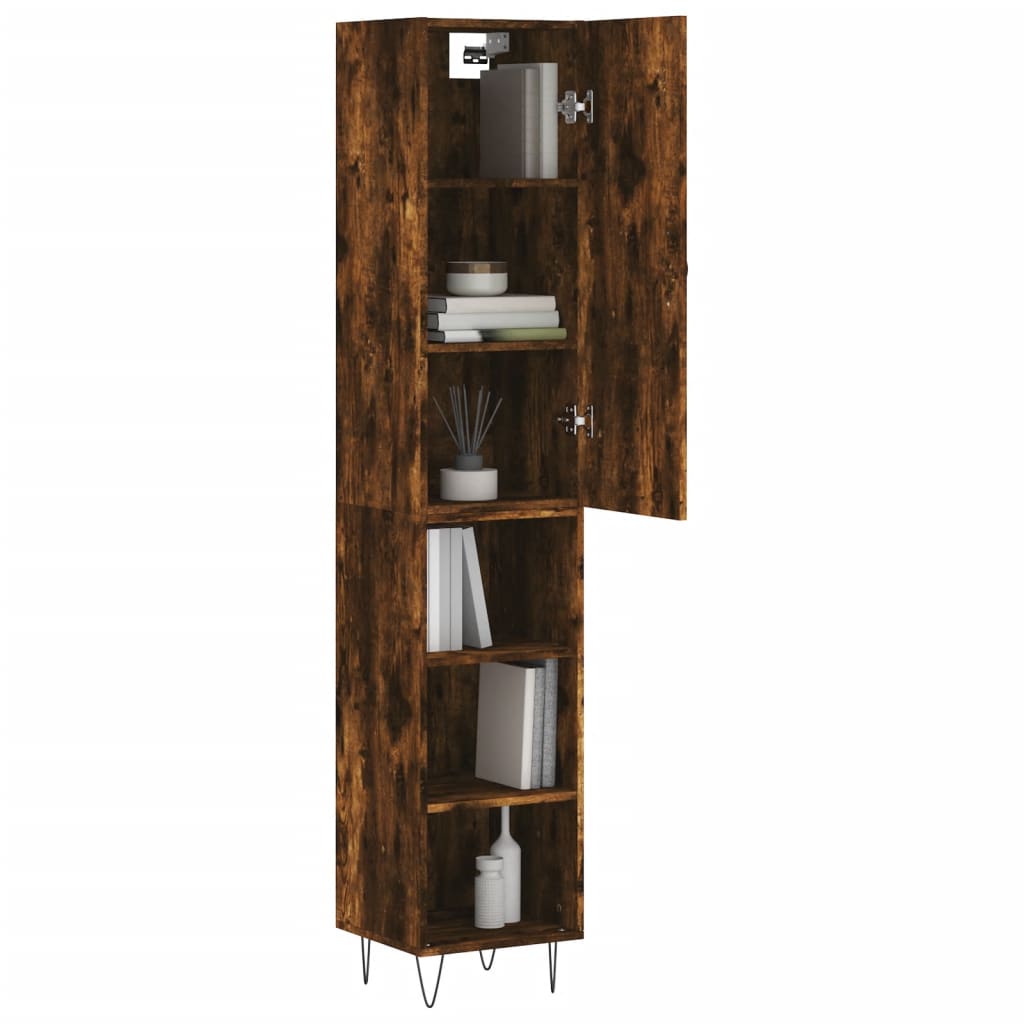 Buffet haut Chêne fumé 34,5x34x180 cm Bois d'ingénierie - XIOS