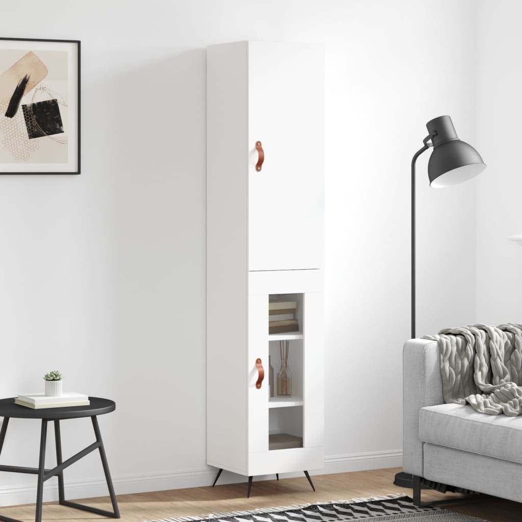 Buffet haut Blanc 34,5x34x180 cm Bois d'ingénierie - XIOS