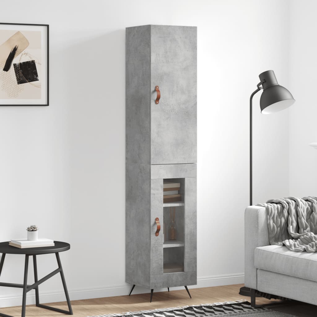 Buffet haut Gris béton 34,5x34x180 cm Bois d'ingénierie - XIOS