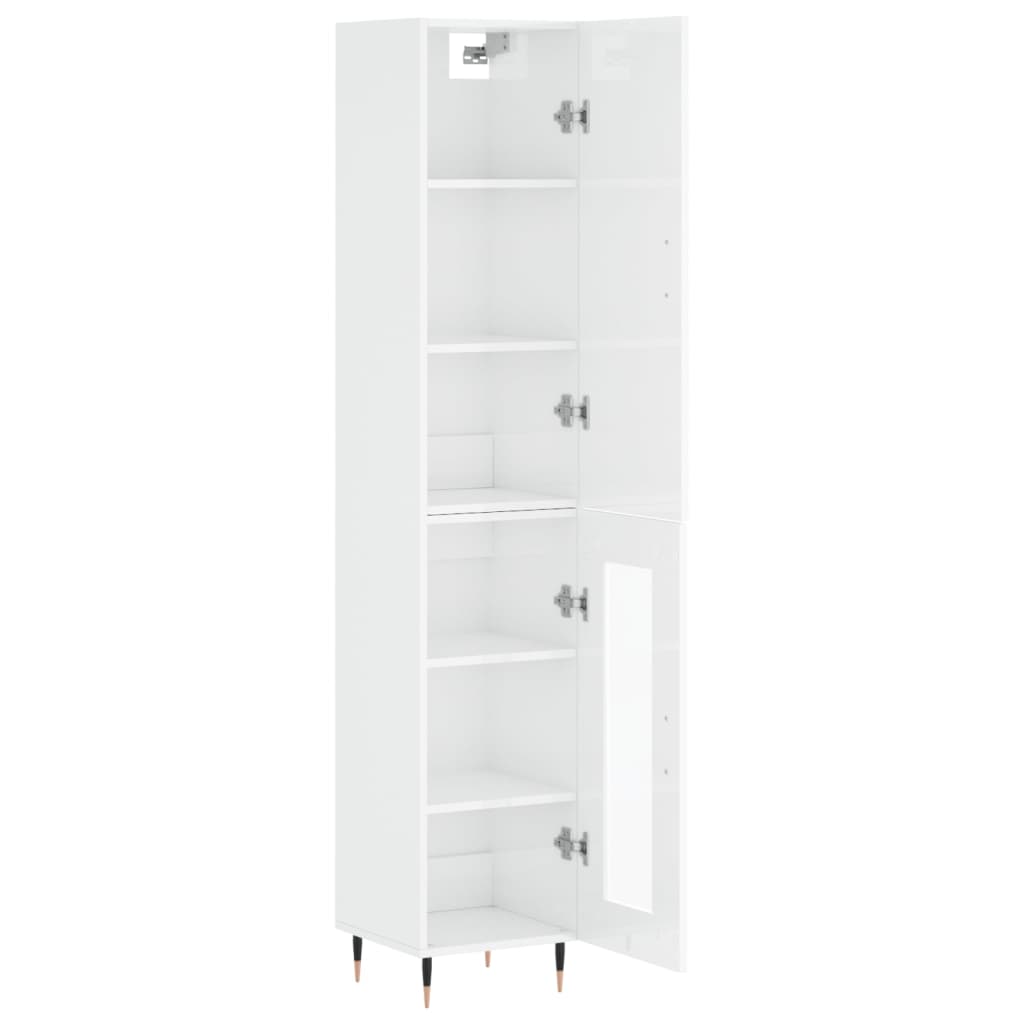 Buffet haut Blanc brillant 34,5x34x180 cm Bois d'ingénierie - XIOS