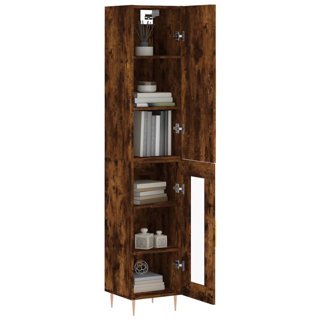 Buffet haut Chêne fumé 34,5x34x180 cm Bois d'ingénierie - XIOS