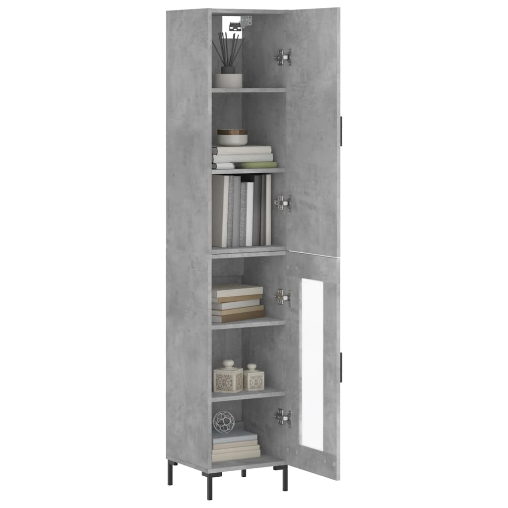 Buffet haut Gris béton 34,5x34x180 cm Bois d'ingénierie Buffets & bahuts vidaXL