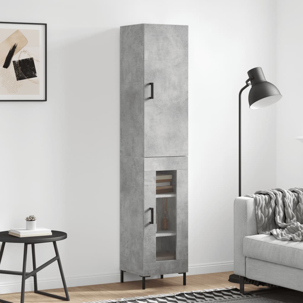 Buffet haut Gris béton 34,5x34x180 cm Bois d'ingénierie Buffets & bahuts vidaXL