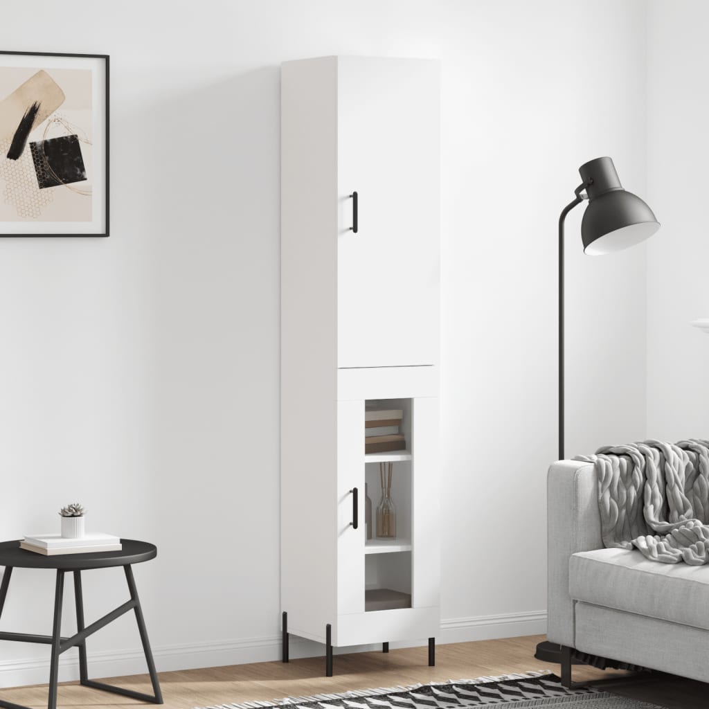 Buffet haut Blanc 34,5x34x180 cm Bois d'ingénierie - XIOS