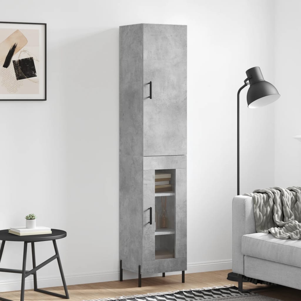 Buffet haut Gris béton 34,5x34x180 cm Bois d'ingénierie - XIOS