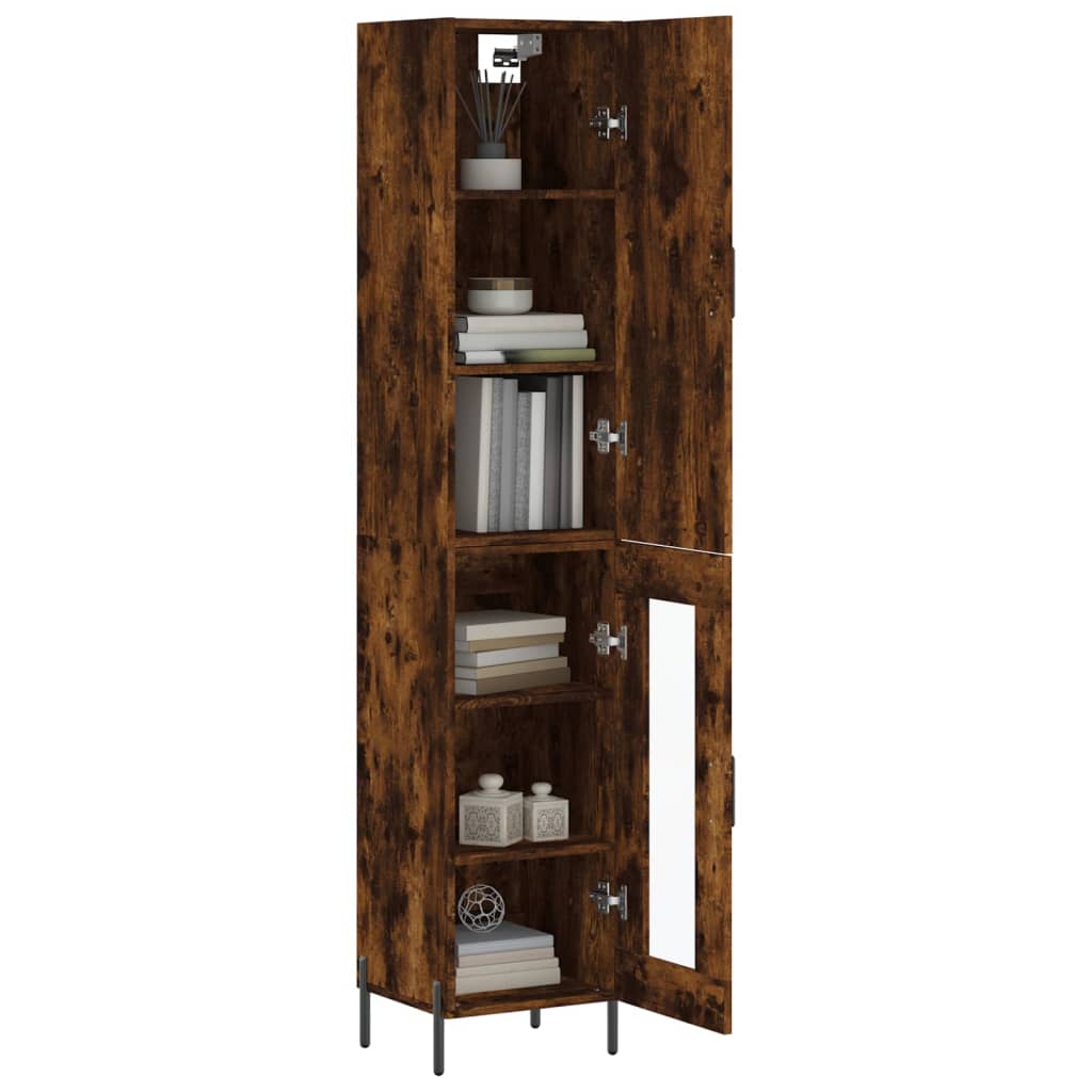 Buffet haut Chêne fumé 34,5x34x180 cm Bois d'ingénierie - XIOS