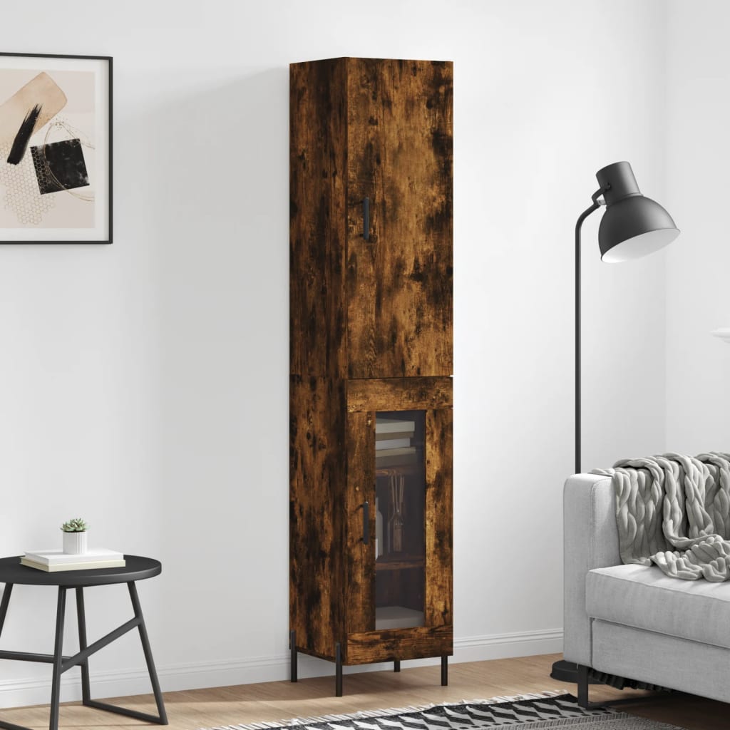 Buffet haut Chêne fumé 34,5x34x180 cm Bois d'ingénierie - XIOS