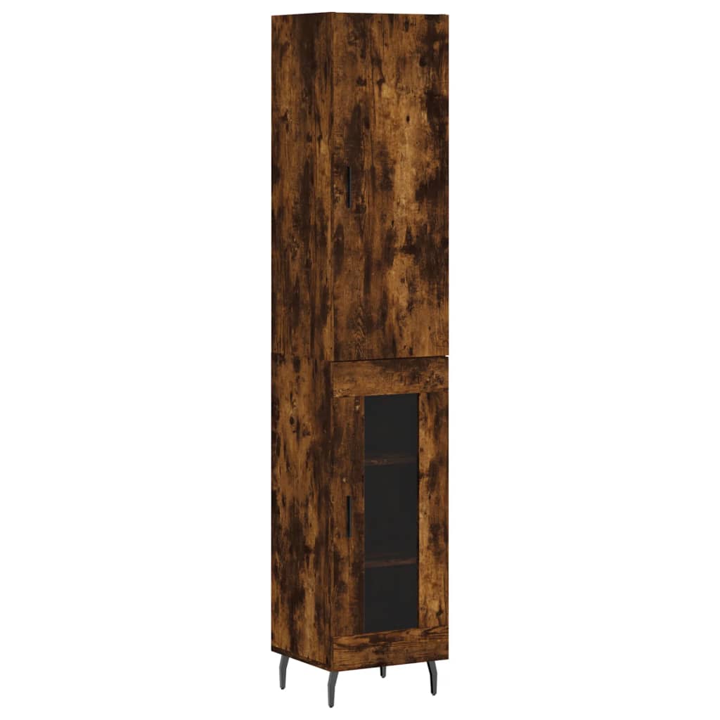 Buffet haut Chêne fumé 34,5x34x180 cm Bois d'ingénierie Buffets & bahuts vidaXL