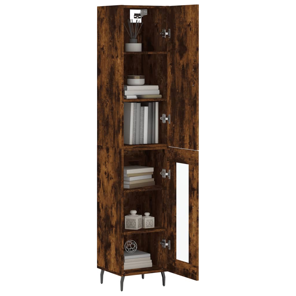 Buffet haut Chêne fumé 34,5x34x180 cm Bois d'ingénierie Buffets & bahuts vidaXL