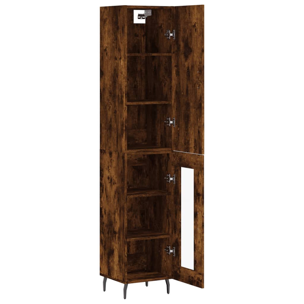Buffet haut Chêne fumé 34,5x34x180 cm Bois d'ingénierie Buffets & bahuts vidaXL