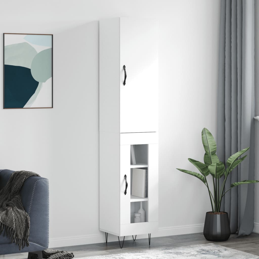 Buffet haut Blanc 34,5x34x180 cm Bois d'ingénierie - XIOS