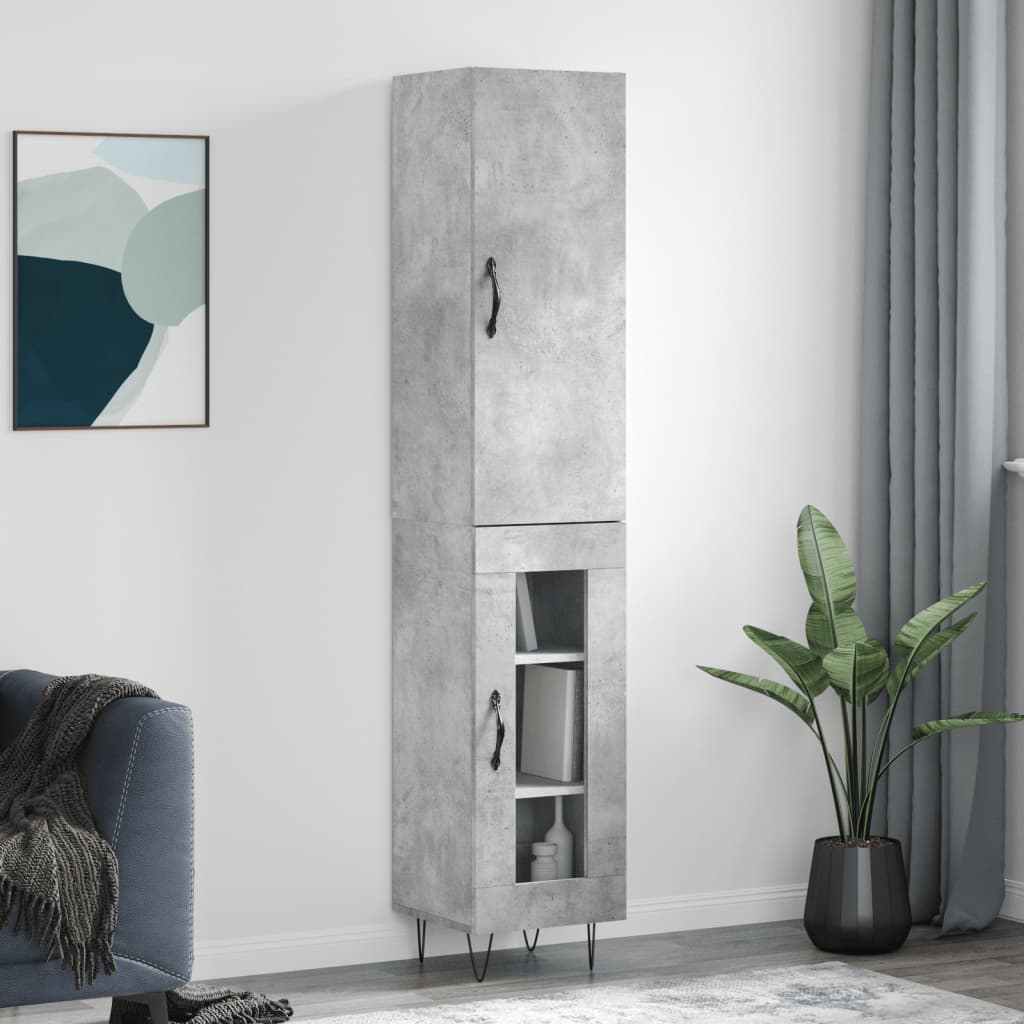 Buffet haut Gris béton 34,5x34x180 cm Bois d'ingénierie - XIOS