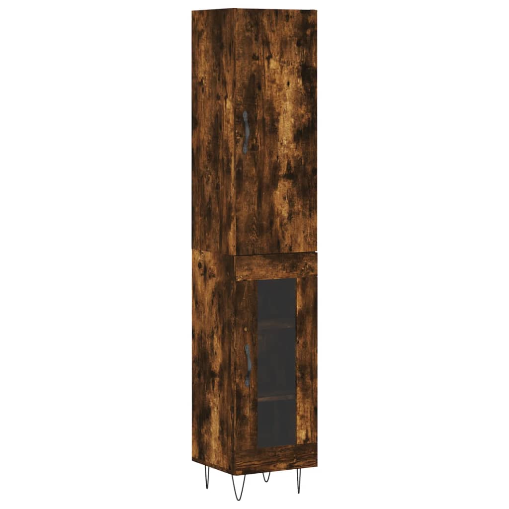 Buffet haut Chêne fumé 34,5x34x180 cm Bois d'ingénierie - XIOS