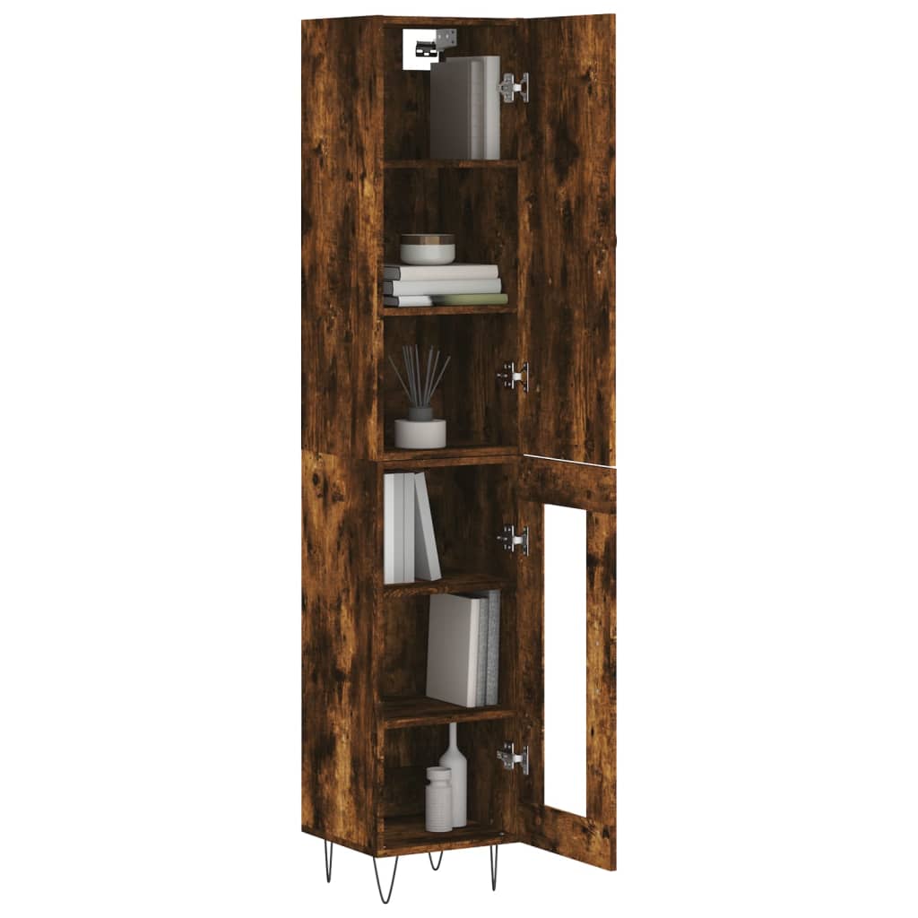 Buffet haut Chêne fumé 34,5x34x180 cm Bois d'ingénierie - XIOS