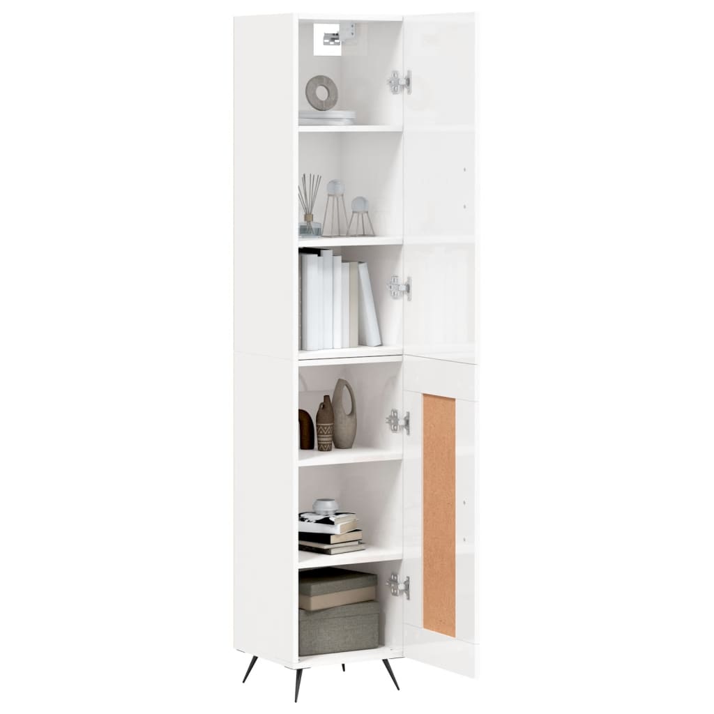 Buffet haut Blanc brillant 34,5x34x180 cm Bois d'ingénierie - XIOS