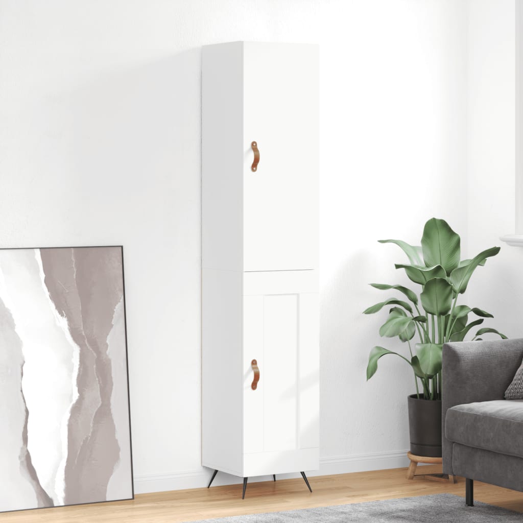 Buffet haut Blanc brillant 34,5x34x180 cm Bois d'ingénierie - XIOS