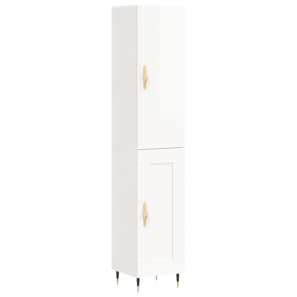 Buffet haut Blanc brillant 34,5x34x180 cm Bois d'ingénierie - XIOS