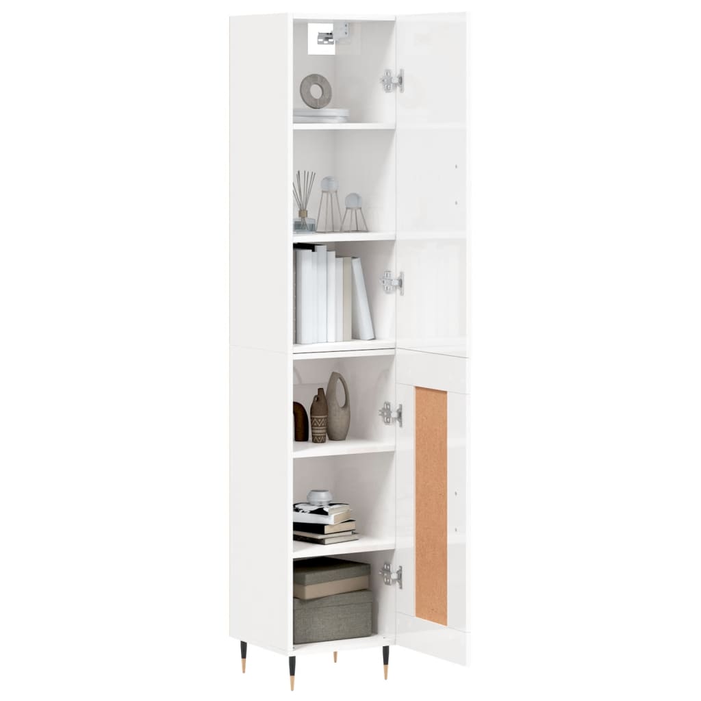 Buffet haut Blanc brillant 34,5x34x180 cm Bois d'ingénierie - XIOS