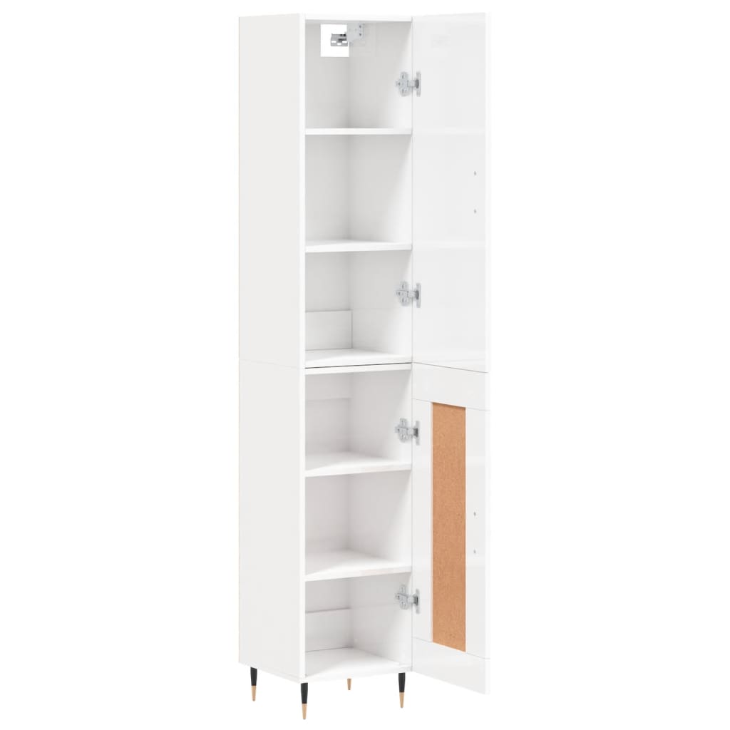 Buffet haut Blanc brillant 34,5x34x180 cm Bois d'ingénierie - XIOS