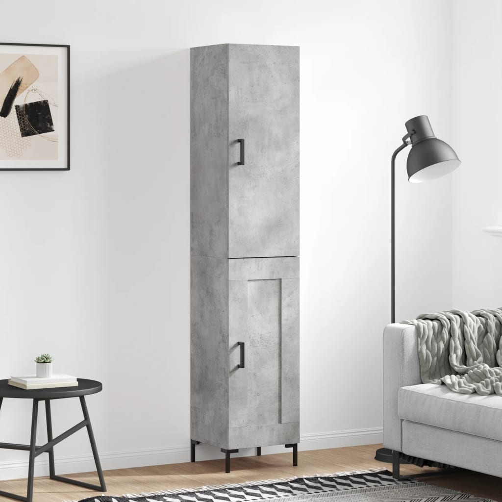 Buffet haut Gris béton 34,5x34x180 cm Bois d'ingénierie Buffets & bahuts vidaXL
