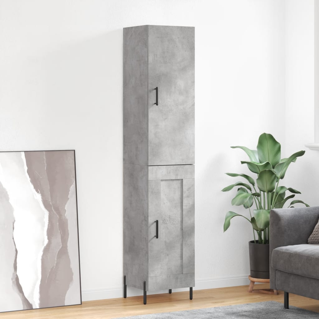 Buffet haut Gris béton 34,5x34x180 cm Bois d'ingénierie - XIOS