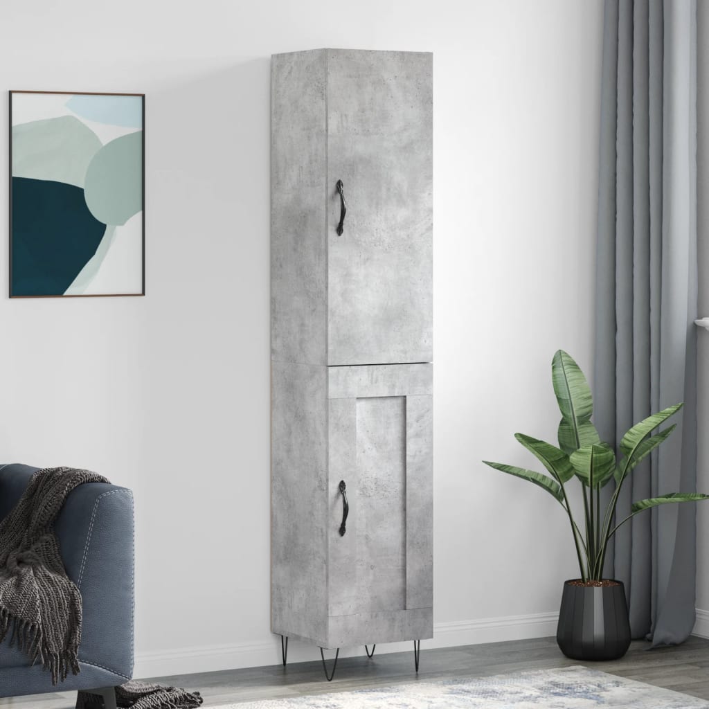 Buffet haut Gris béton 34,5x34x180 cm Bois d'ingénierie - XIOS
