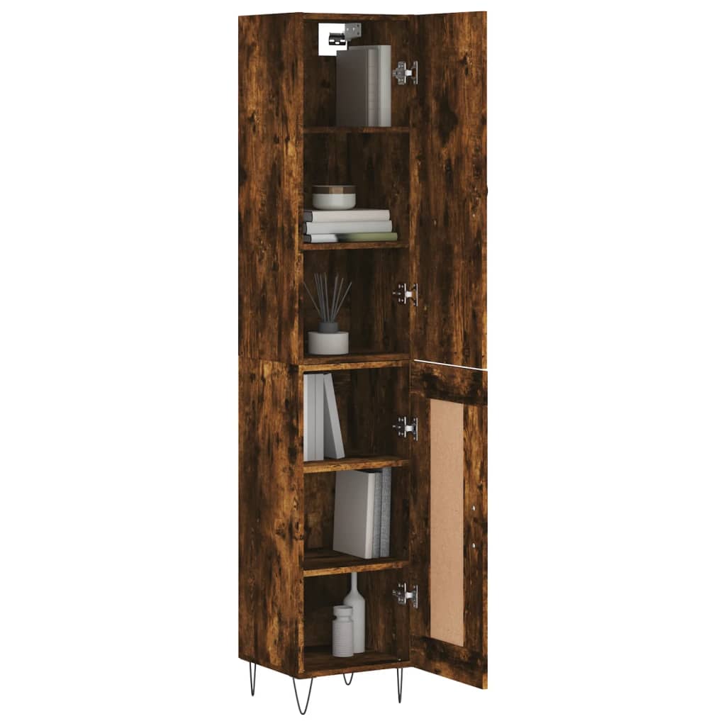 Buffet haut Chêne fumé 34,5x34x180 cm Bois d'ingénierie - XIOS