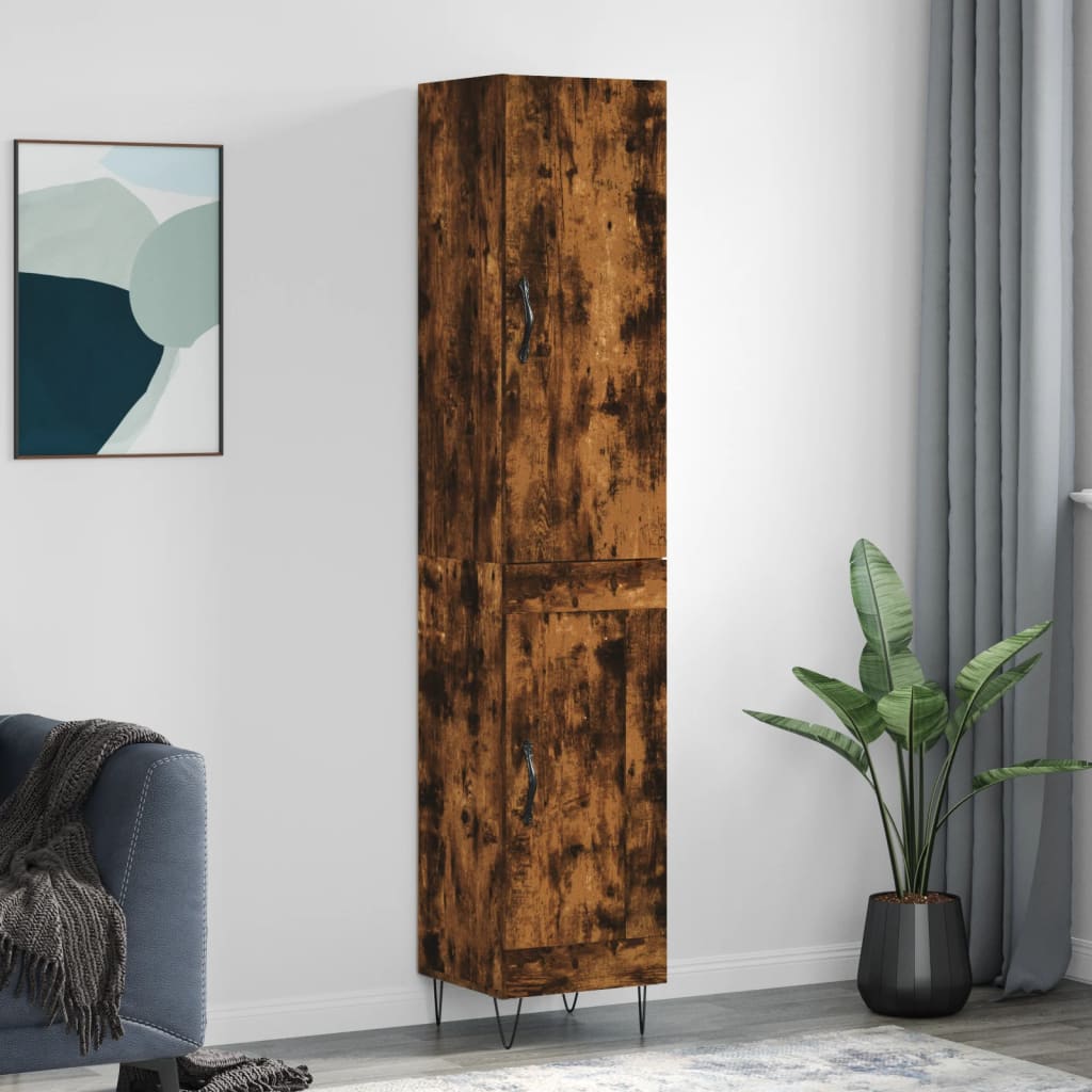 Buffet haut Chêne fumé 34,5x34x180 cm Bois d'ingénierie - XIOS