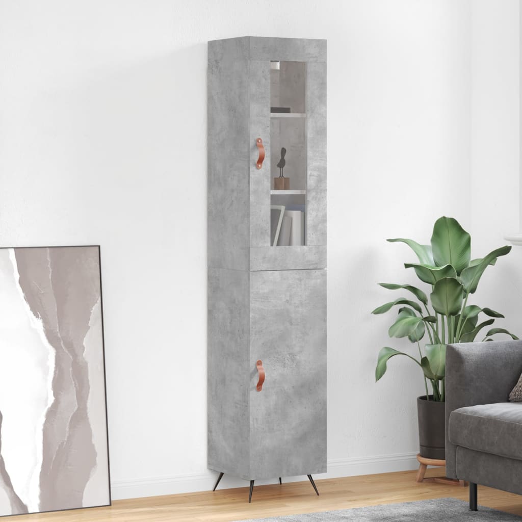 Buffet haut Gris béton 34,5x34x180 cm Bois d'ingénierie Buffets & bahuts vidaXL