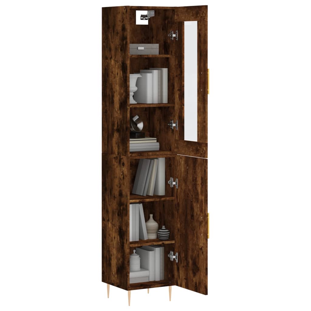Buffet haut Chêne fumé 34,5x34x180 cm Bois d'ingénierie - XIOS