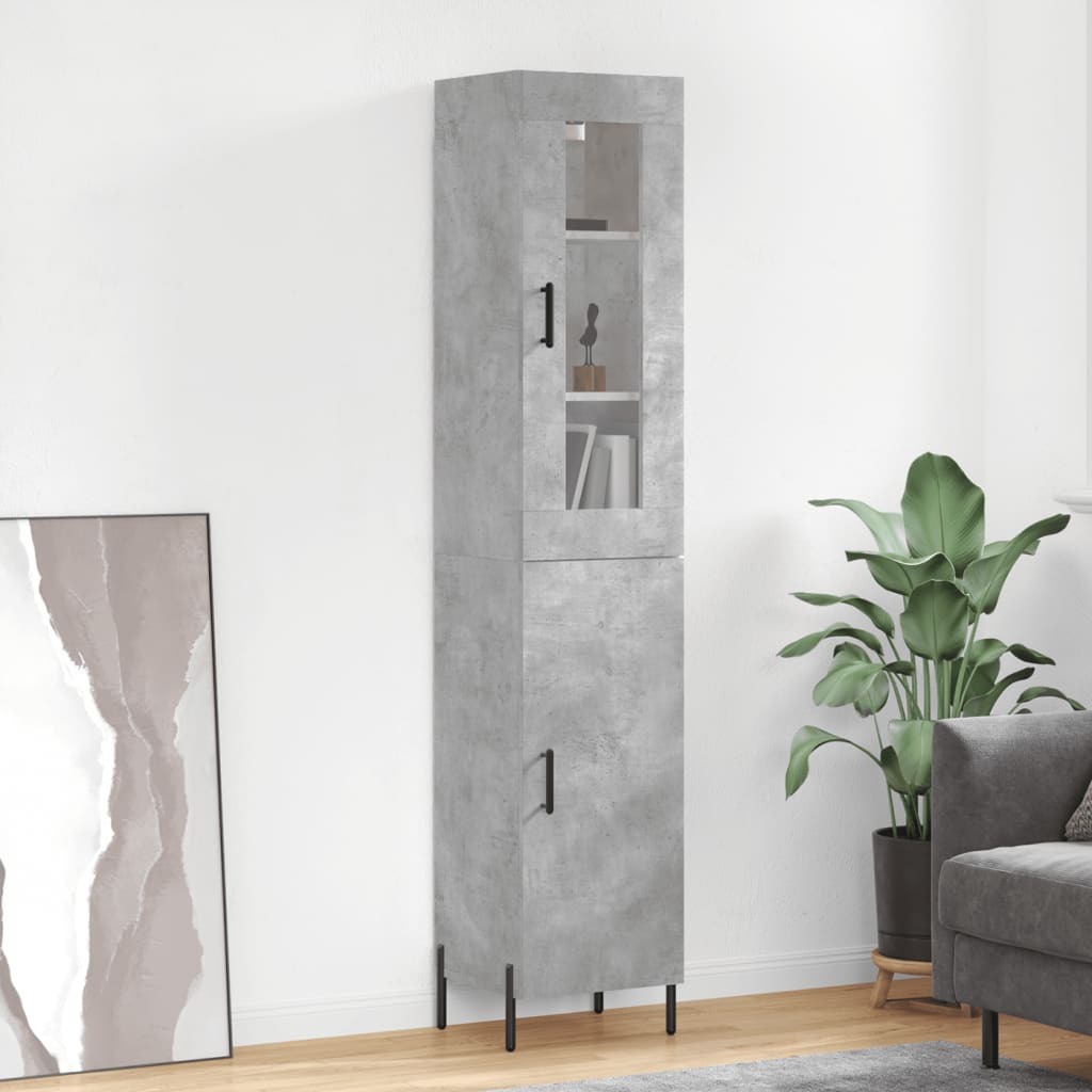 Buffet haut Gris béton 34,5x34x180 cm Bois d'ingénierie - XIOS
