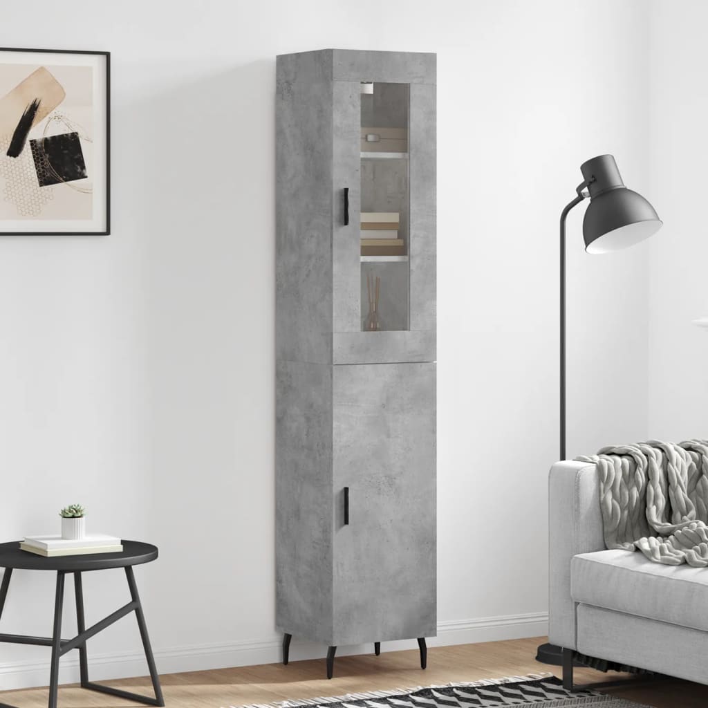Buffet haut Gris béton 34,5x34x180 cm Bois d'ingénierie - XIOS