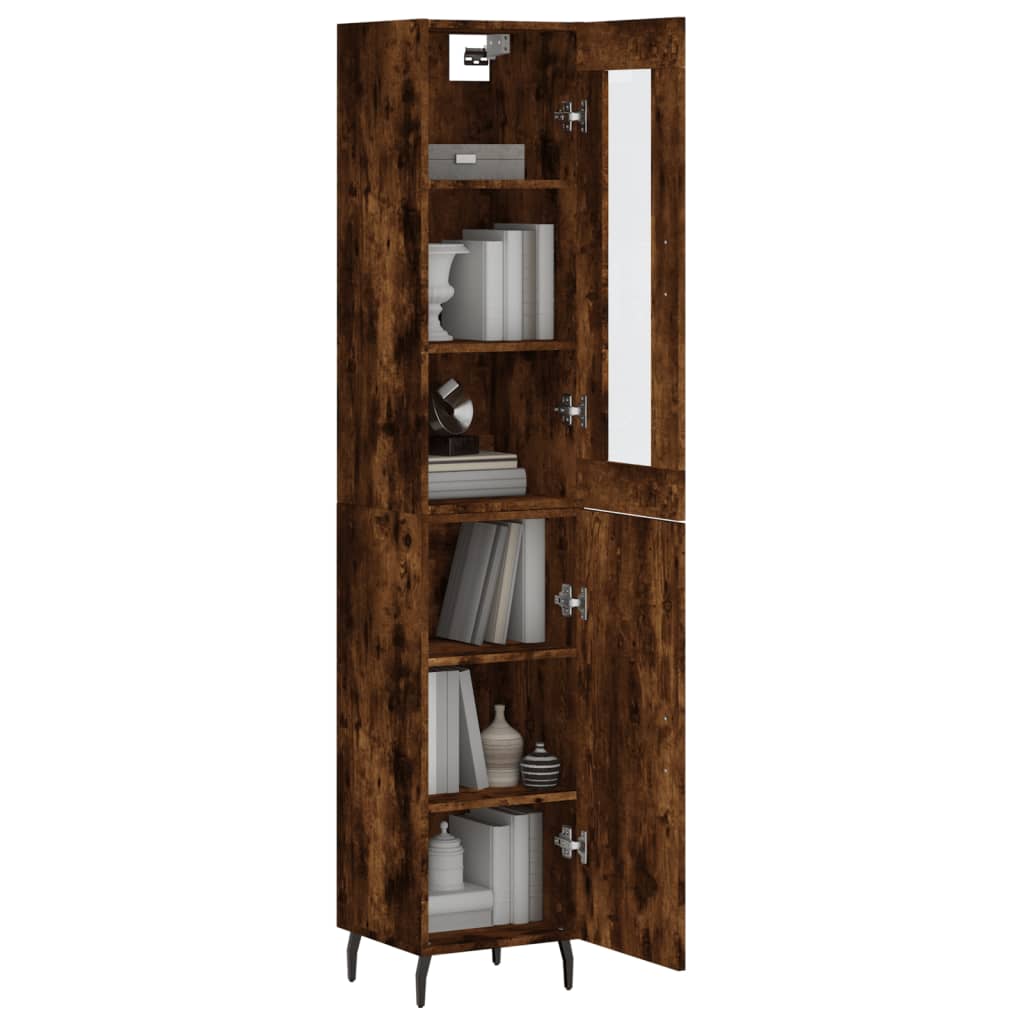 Buffet haut Chêne fumé 34,5x34x180 cm Bois d'ingénierie - XIOS