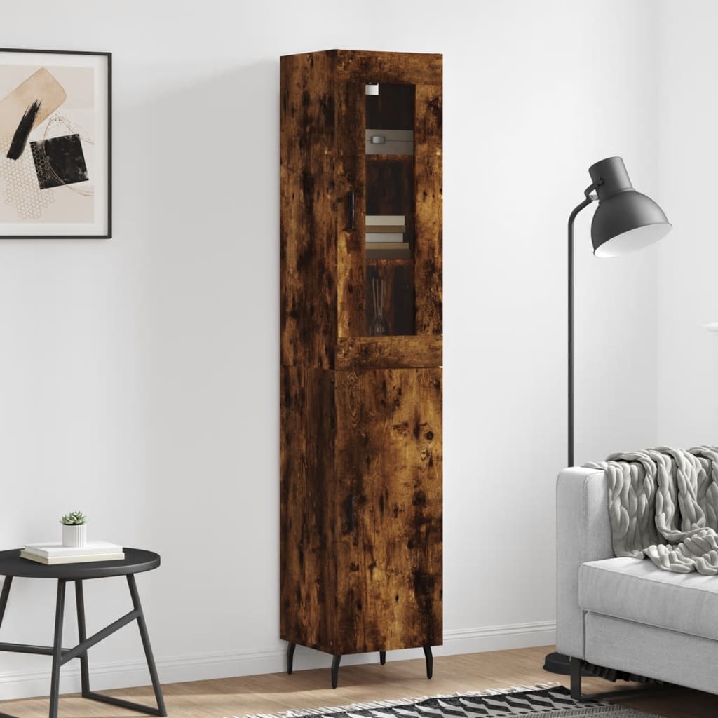 Buffet haut Chêne fumé 34,5x34x180 cm Bois d'ingénierie - XIOS
