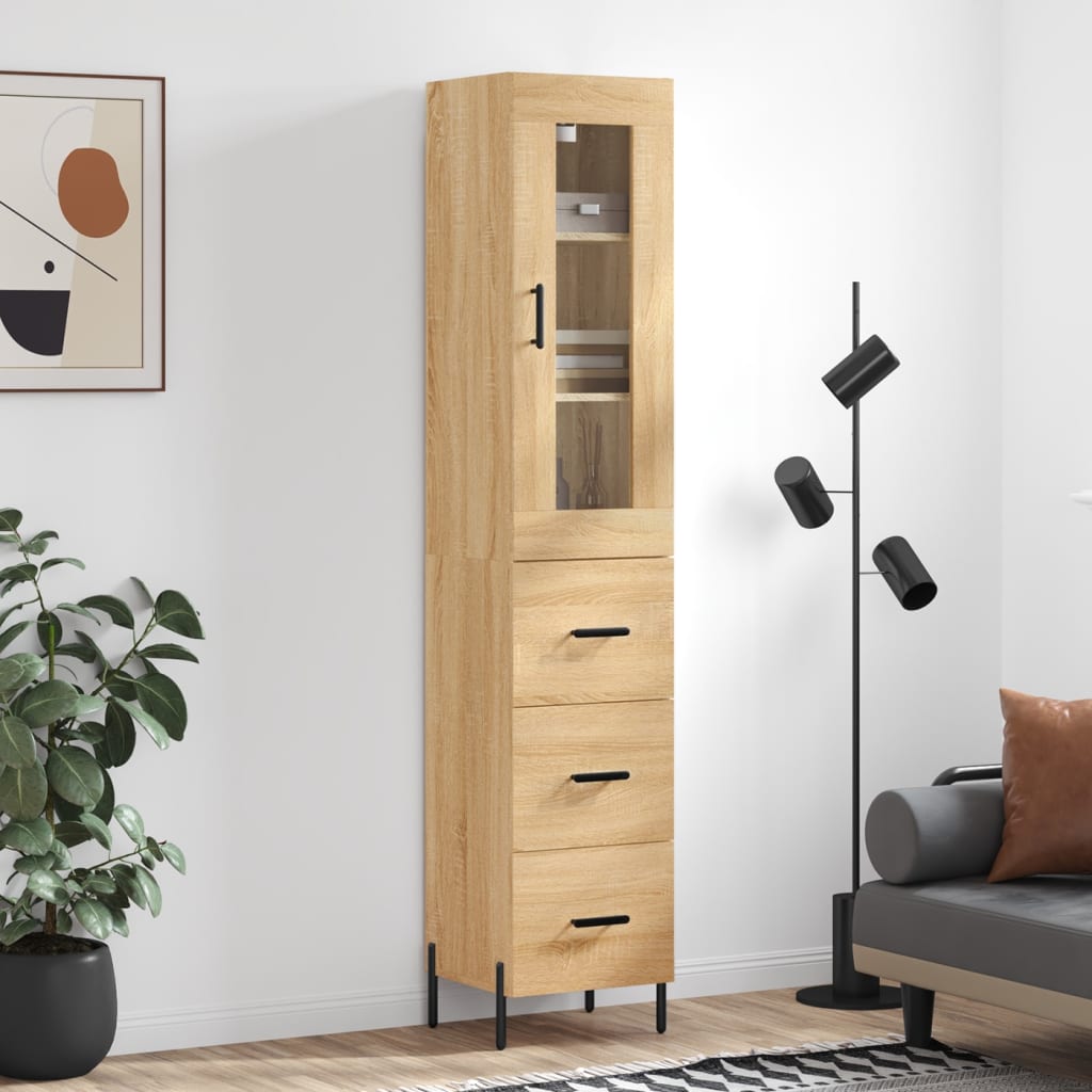 Buffet haut Chêne sonoma 34,5x34x180 cm Bois d'ingénierie - XIOS