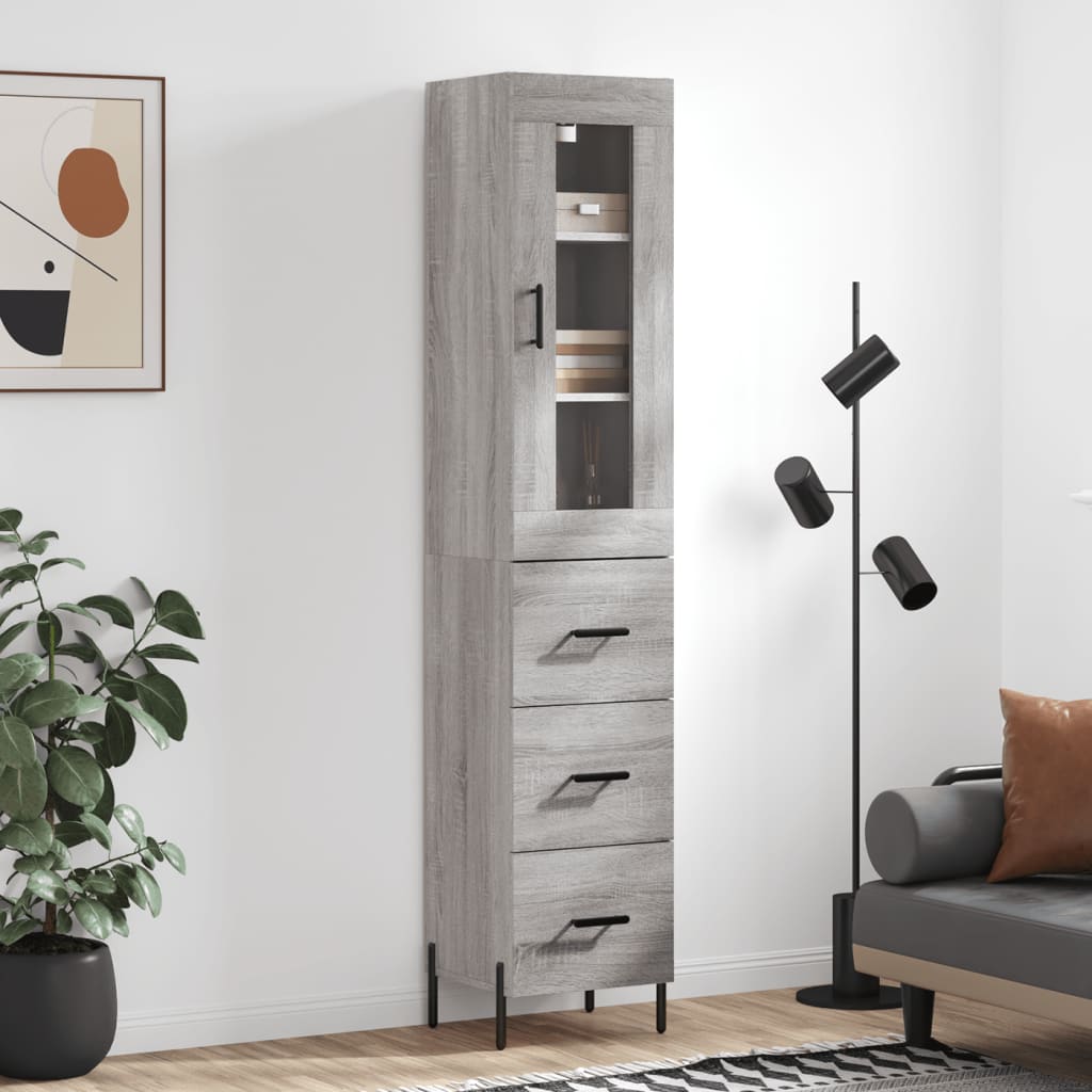 Buffet haut Sonoma gris 34,5x34x180 cm Bois d'ingénierie - XIOS
