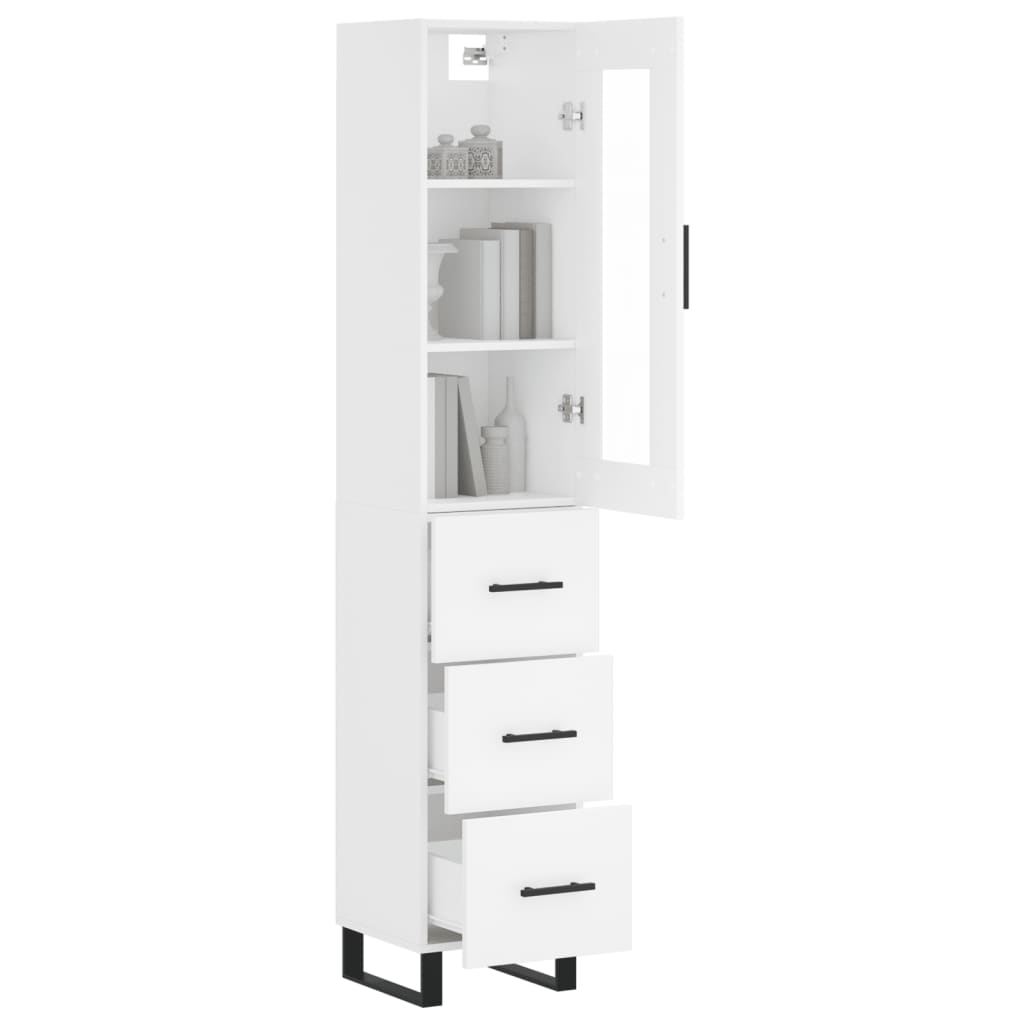 Buffet haut Blanc 34,5x34x180 cm Bois d'ingénierie - XIOS