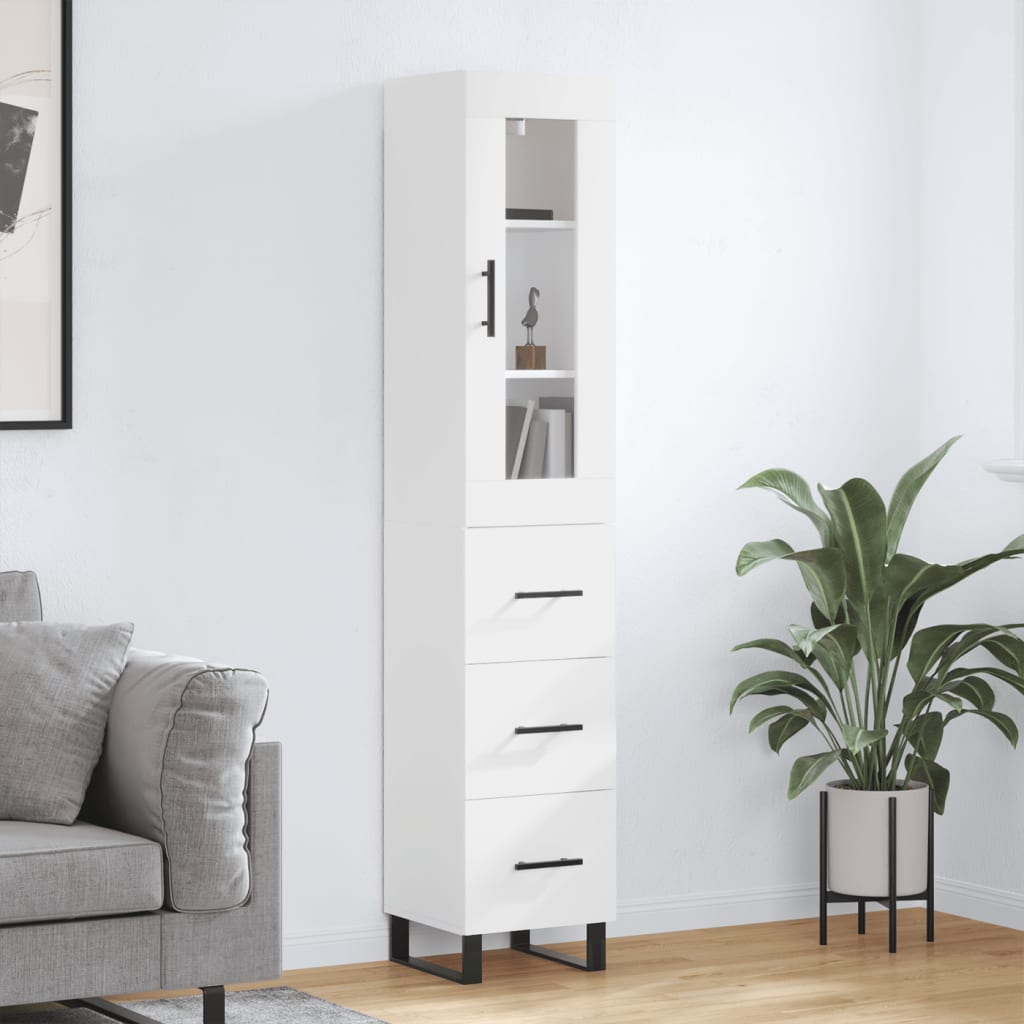 Buffet haut Blanc 34,5x34x180 cm Bois d'ingénierie - XIOS