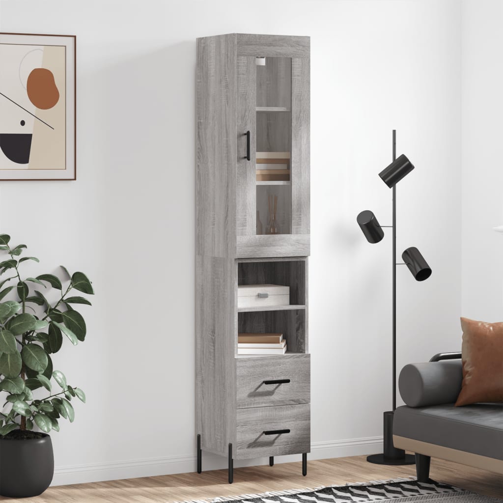 Buffet haut Sonoma gris 34,5x34x180 cm Bois d'ingénierie - XIOS