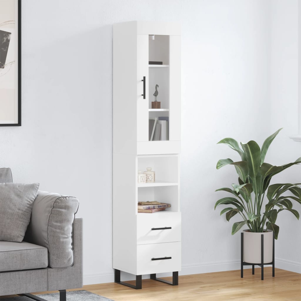 Buffet haut Blanc 34,5x34x180 cm Bois d'ingénierie - XIOS