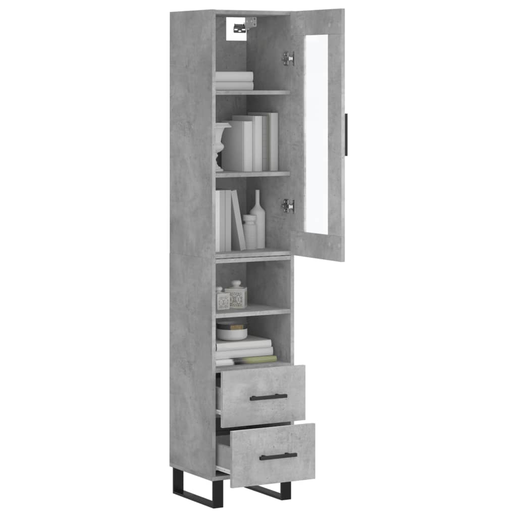 Buffet haut Gris béton 34,5x34x180 cm Bois d'ingénierie - XIOS