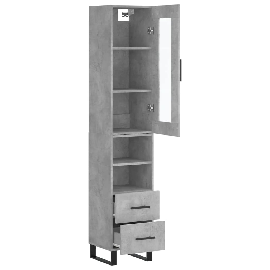 Buffet haut Gris béton 34,5x34x180 cm Bois d'ingénierie - XIOS