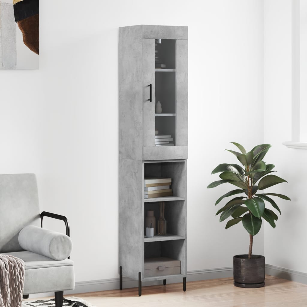 Buffet haut Gris béton 34,5x34x180 cm Bois d'ingénierie - XIOS