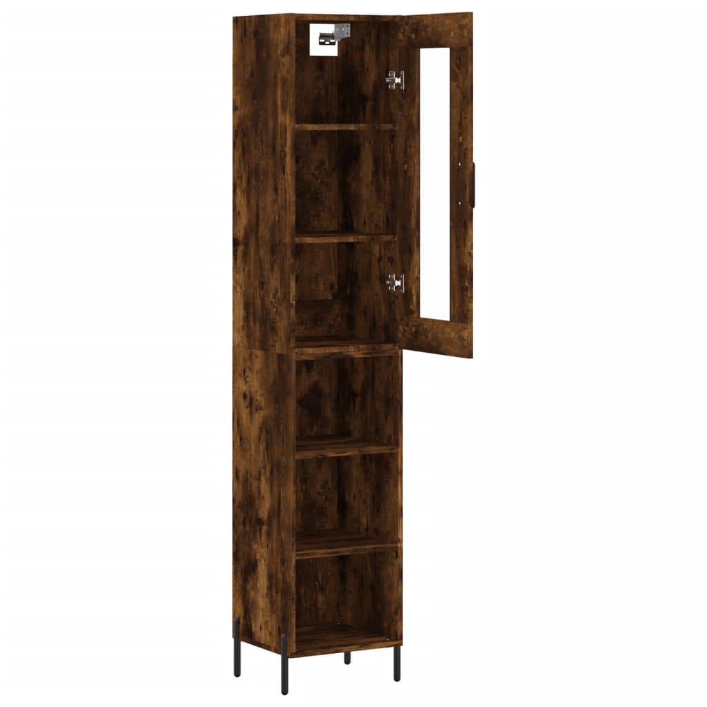 Buffet haut Chêne fumé 34,5x34x180 cm Bois d'ingénierie - XIOS