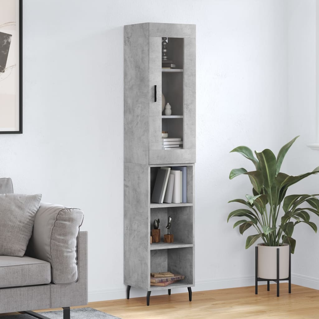 Buffet haut Gris béton 34,5x34x180 cm Bois d'ingénierie - XIOS