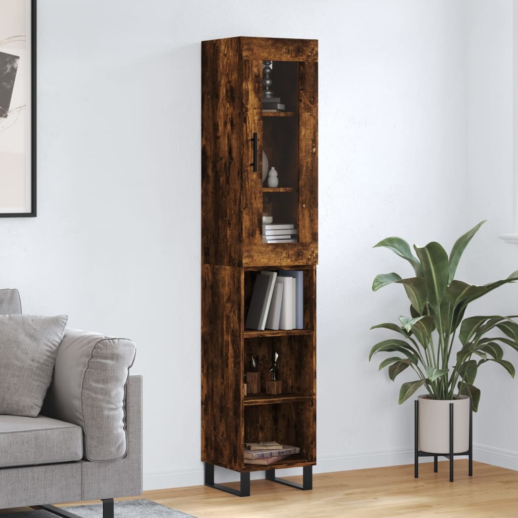 Buffet haut Chêne fumé 34,5x34x180 cm Bois d'ingénierie - XIOS